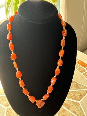 Elegant Anthropologie Orange Amber-Style Bead Necklace - Women Jewelry